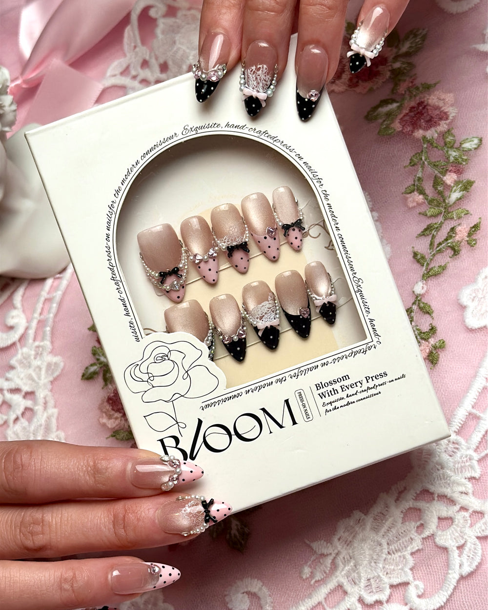 Velvet Tease handmade medium stiletto press-on nails by Bloom Nails, photo 2