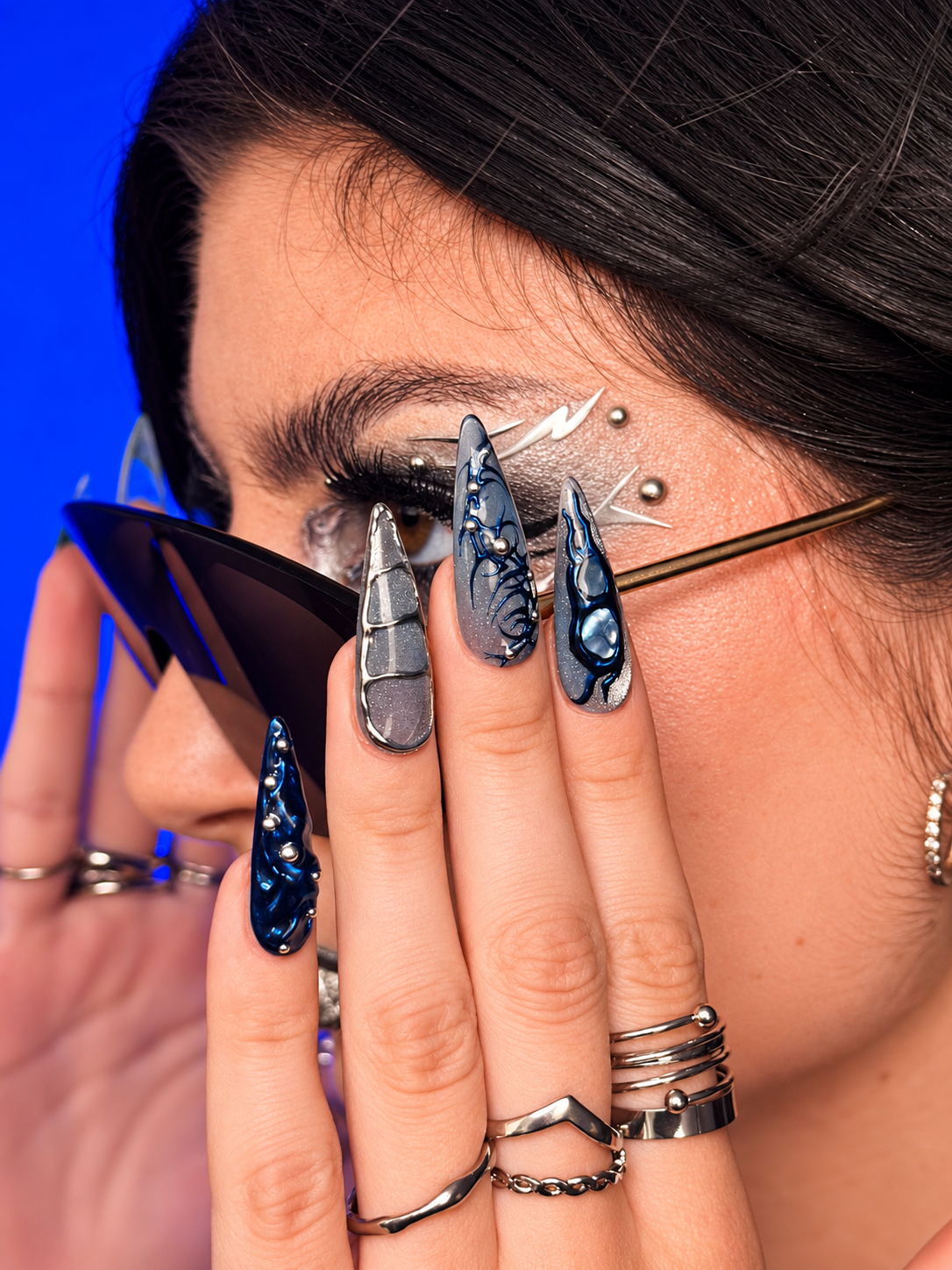 Untouchable by night handmade long stiletto press-on nails by Bloom Nails, photo 2