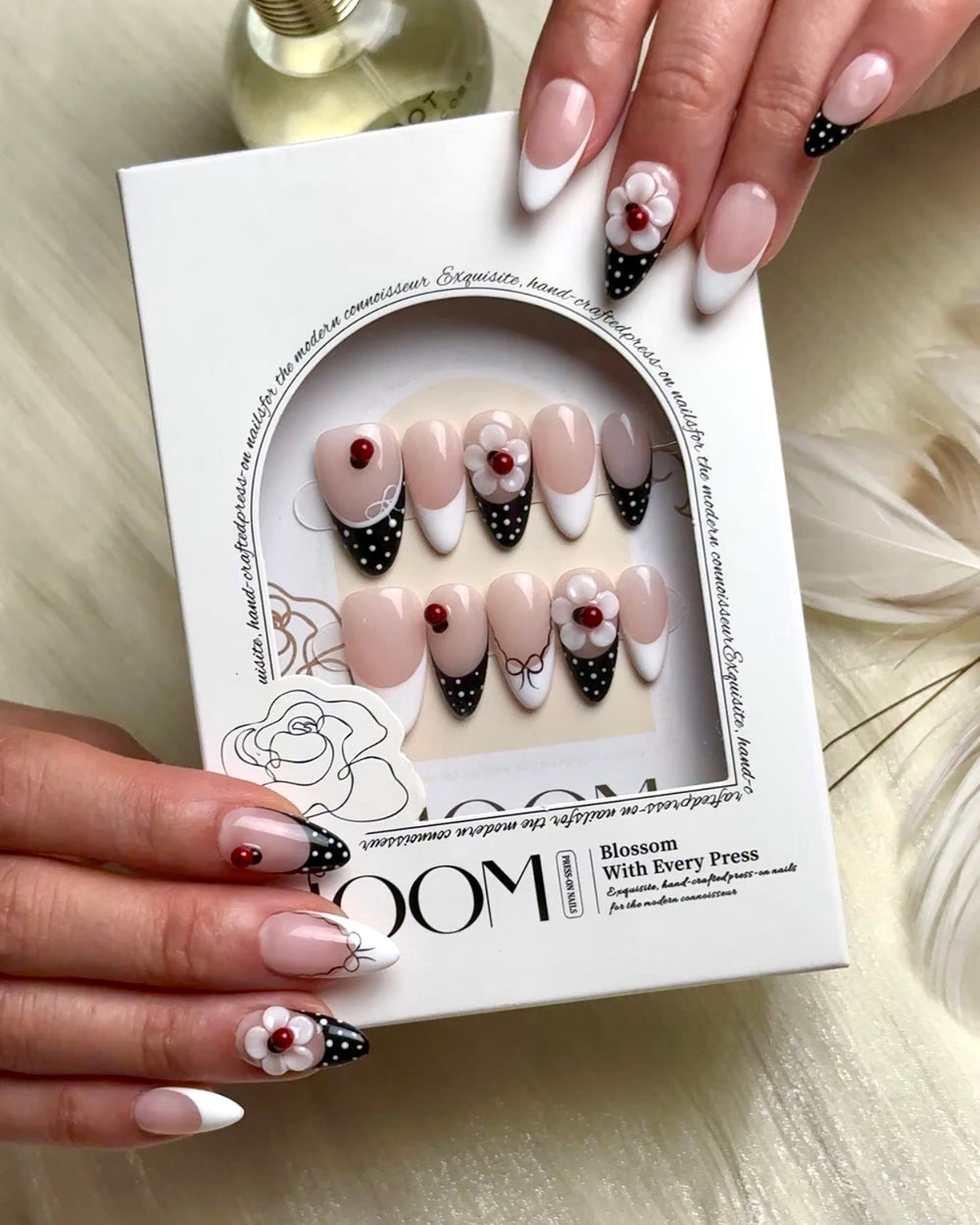 Lovie Bug handmade medium almond press-on nails by Bloom Nails, photo 2