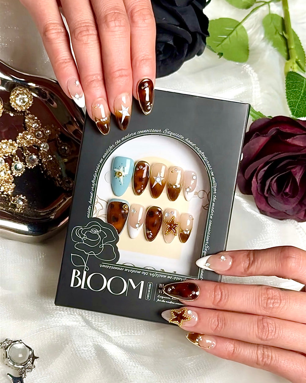 Wild Star handmade medium almond press-on nails by Bloom Nails, photo 2