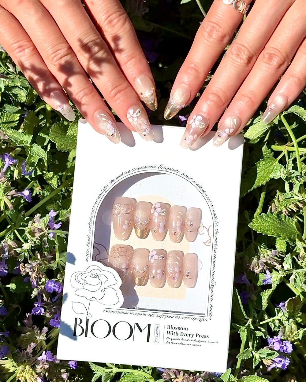 Springtime Soirée handmade medium oval press-on nails by Bloom Nails, photo 2