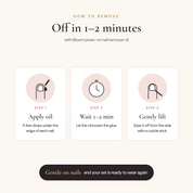 How to remove press-on nails with Bloom remover oil: apply oil under the edge, wait 1–2 minutes, gently lift with a cuticle stick