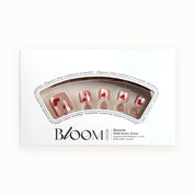 Bloom Love Letter press-on toenails (red hearts on a nude shimmer) in the Bloom box