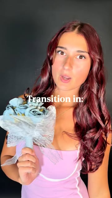 Instagram Reel: transition holding a blue rose bouquet