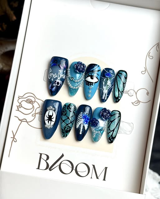 Instagram post: blue hand-painted Bloom set in its box