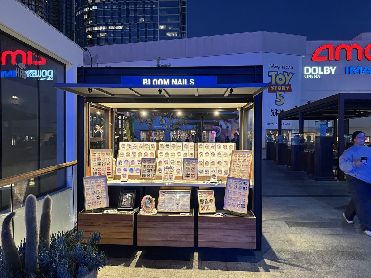 Bloom Nails kiosk at Westfield Century City