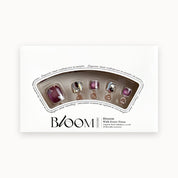 Bloom Plum Royale press-on toenails (plum cat-eye with crystals) in the Bloom box